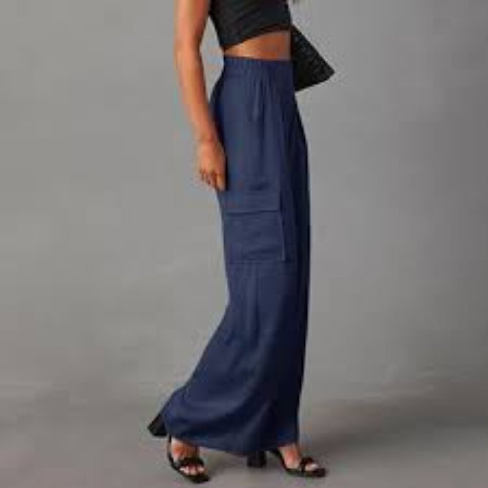 11-NWT HALARA CARGO WIDE LEG PANTS WITH POCKETS - Picture 3 of 5